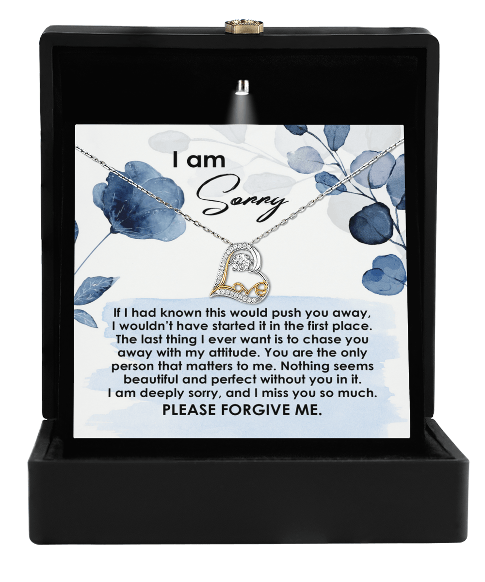 Apology Gift for Girlfriend, Wife, Soulmate - Sorry, Push You Away - Love Dancing Heart Pendant Necklace - Mallard Moon Gift Shop