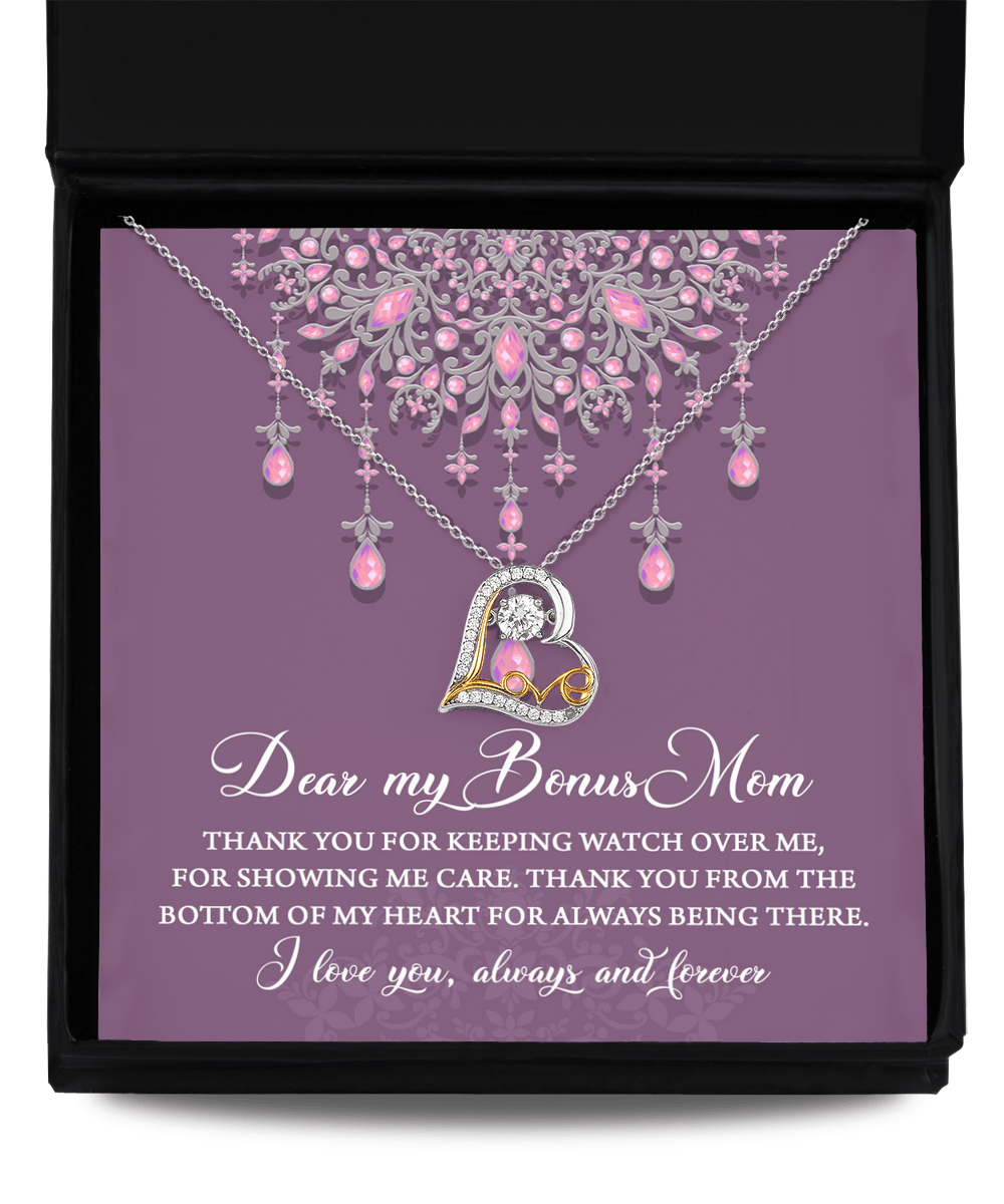 Dear Bonus Mom Thank You for Always Being There Heart Pendant Necklace - Mallard Moon Gift Shop