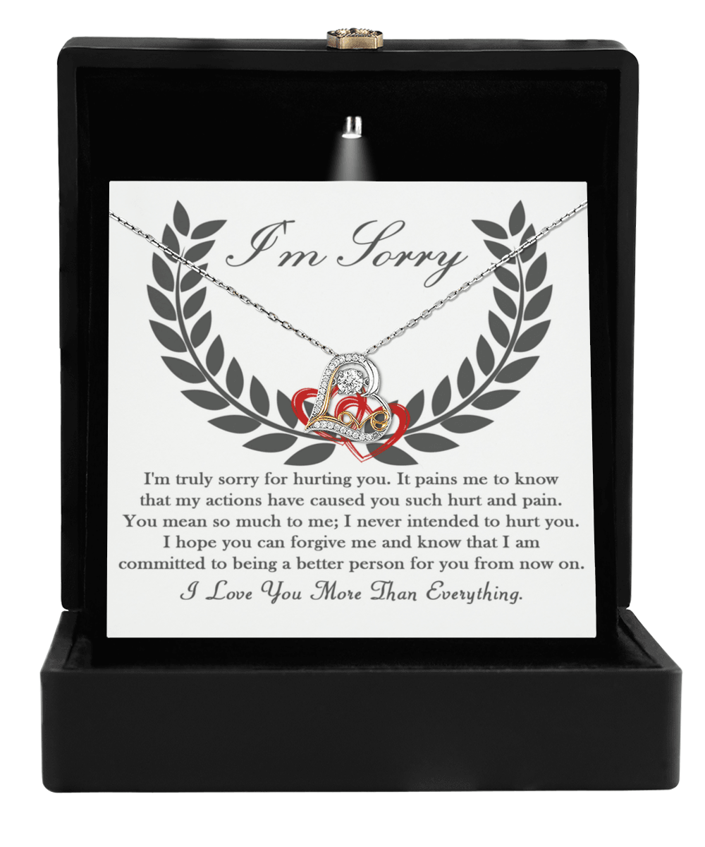 Apology Gift for Girlfriend, Wife, Soulmate - Sorry, From Now On - Love Dancing Heart Pendant Necklace - Mallard Moon Gift Shop