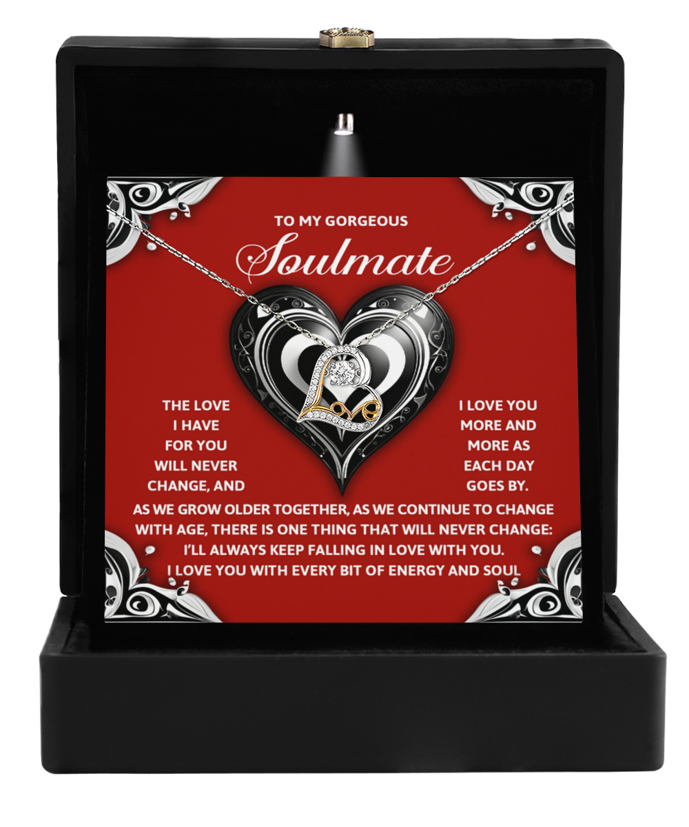 To My Gorgeous Soulmate - Love Dancing Heart Necklace – A Romantic Gift to Celebrate Everlasting Love - Mallard Moon Gift Shop