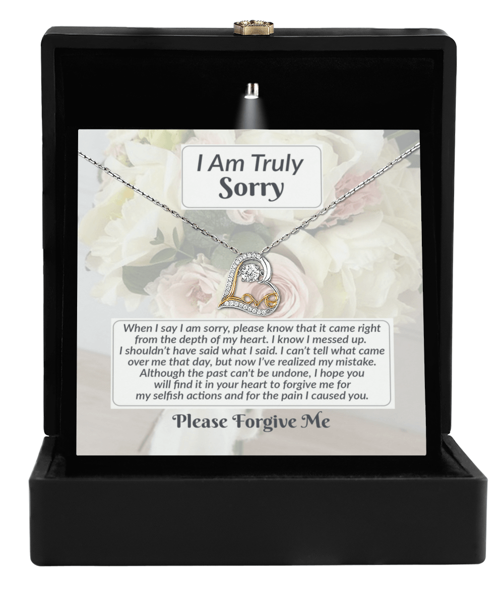 Apology Gift for Girlfriend, Wife, Soulmate - Sorry, What I Said - Love Dancing Heart Pendant Necklace - Mallard Moon Gift Shop