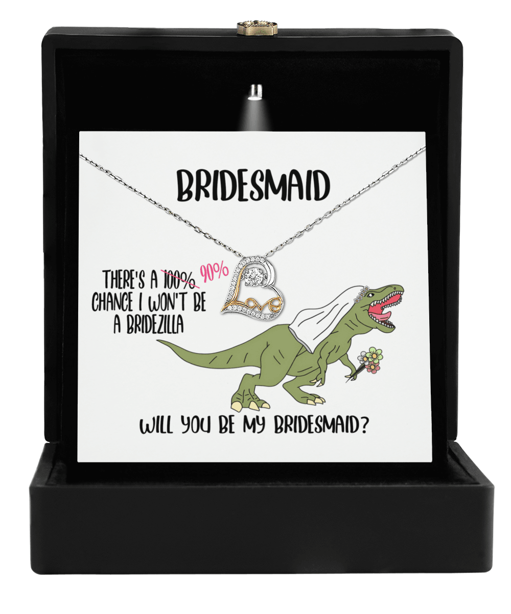 Bridesmaid Wedding Party Proposal Invitation Love Heart Necklace Gift from Bridezilla, Bridesmaid Gifts - Mallard Moon Gift Shop