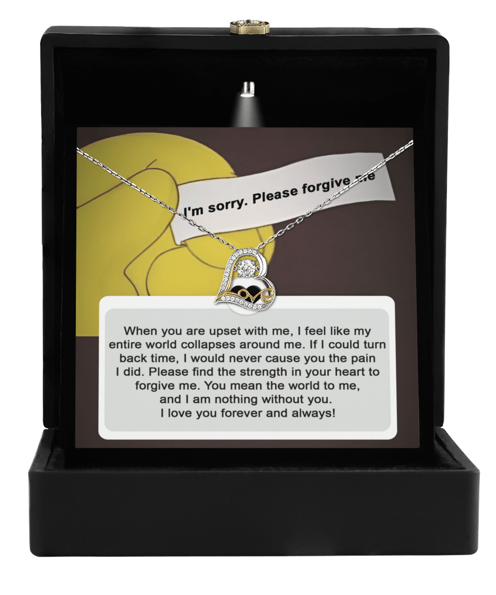 Apology Gift for Girlfriend, Wife, Soulmate - Sorry, Nothing Without You - Love Heart Pendant Necklace - Mallard Moon Gift Shop