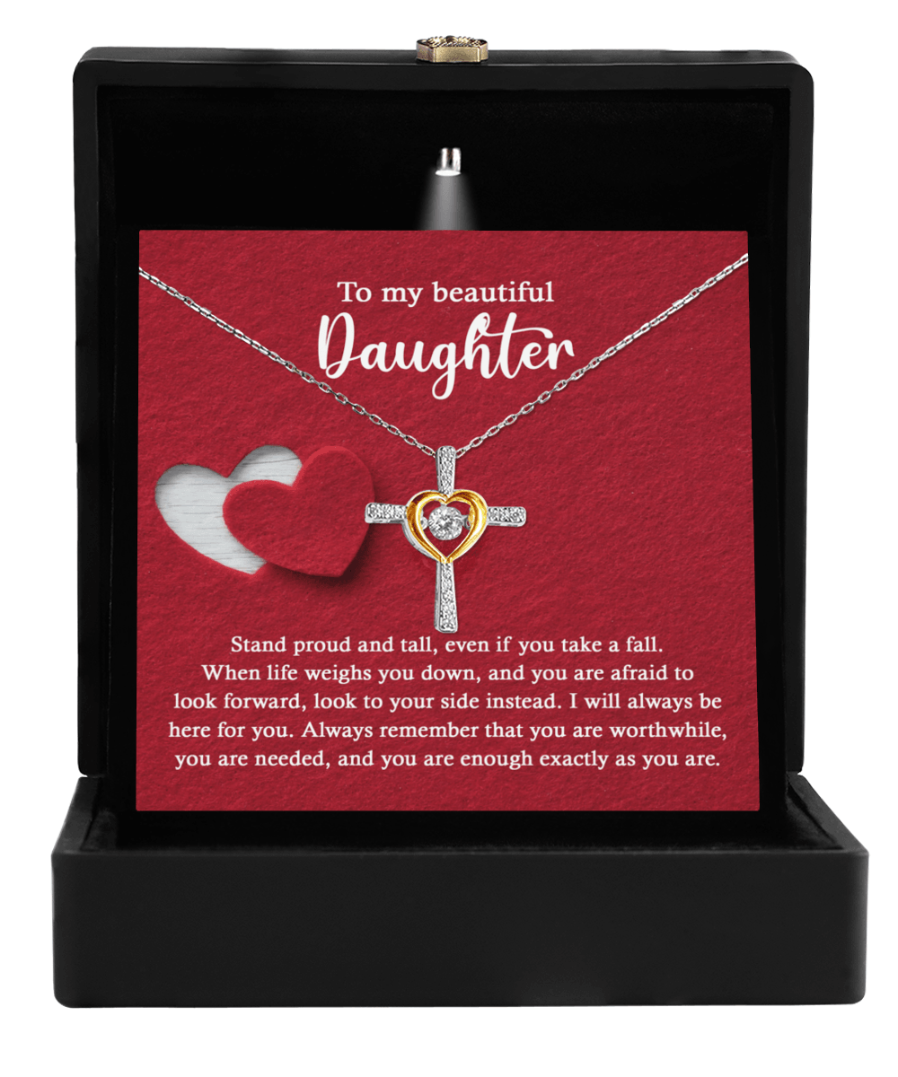 Daughter Inspirational Cross Pendant Necklace Birthday Graduation Wedding Holiday Gift - Mallard Moon Gift Shop