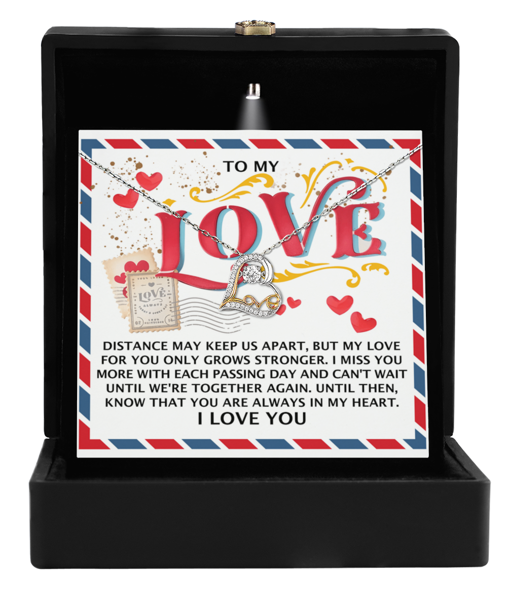 To My Love - Love Dancing Heart Necklace – A Heartfelt Gift for Long-Distance Relationships - Mallard Moon Gift Shop