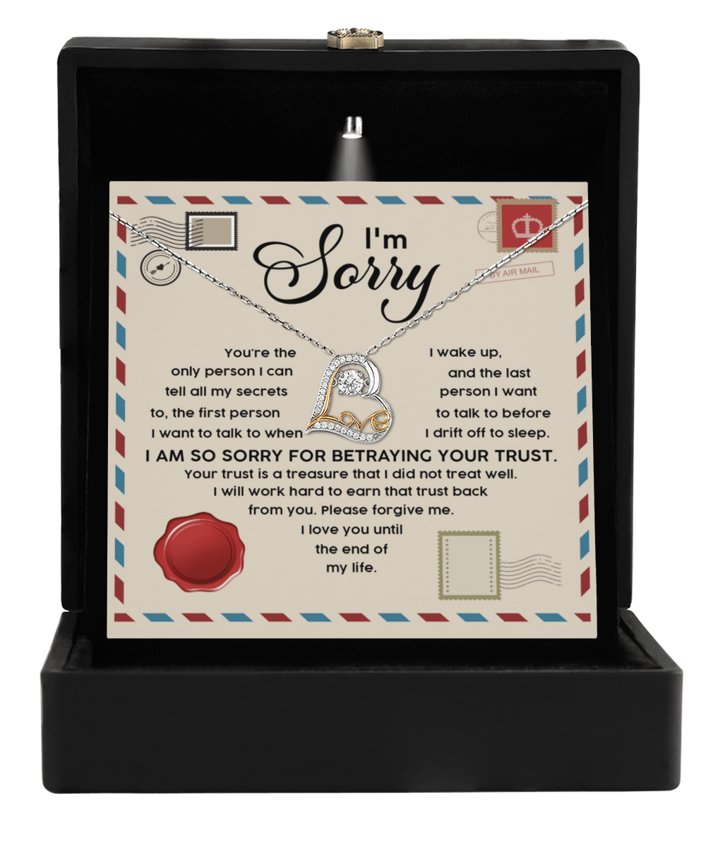 Apology Gift for Girlfriend, Wife, Soulmate - Sorry, The Only Person - Love Dancing Heart Pendant Necklace - Mallard Moon Gift Shop