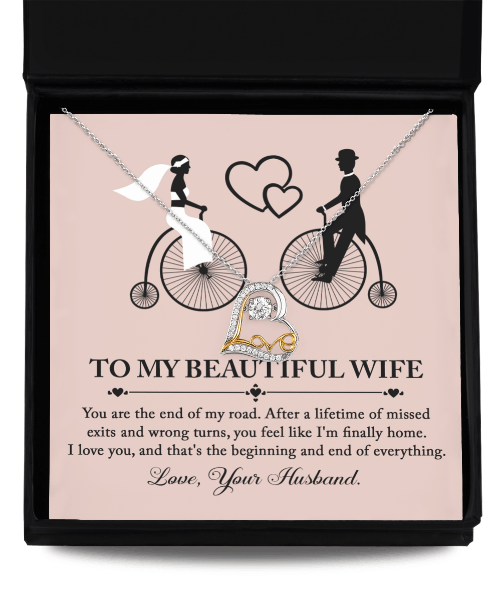 Wife Wedding Day Gift From Husband I am Finally Home Love Dancing Heart Pendant Necklace Gift for Bride from Groom - Mallard Moon Gift Shop