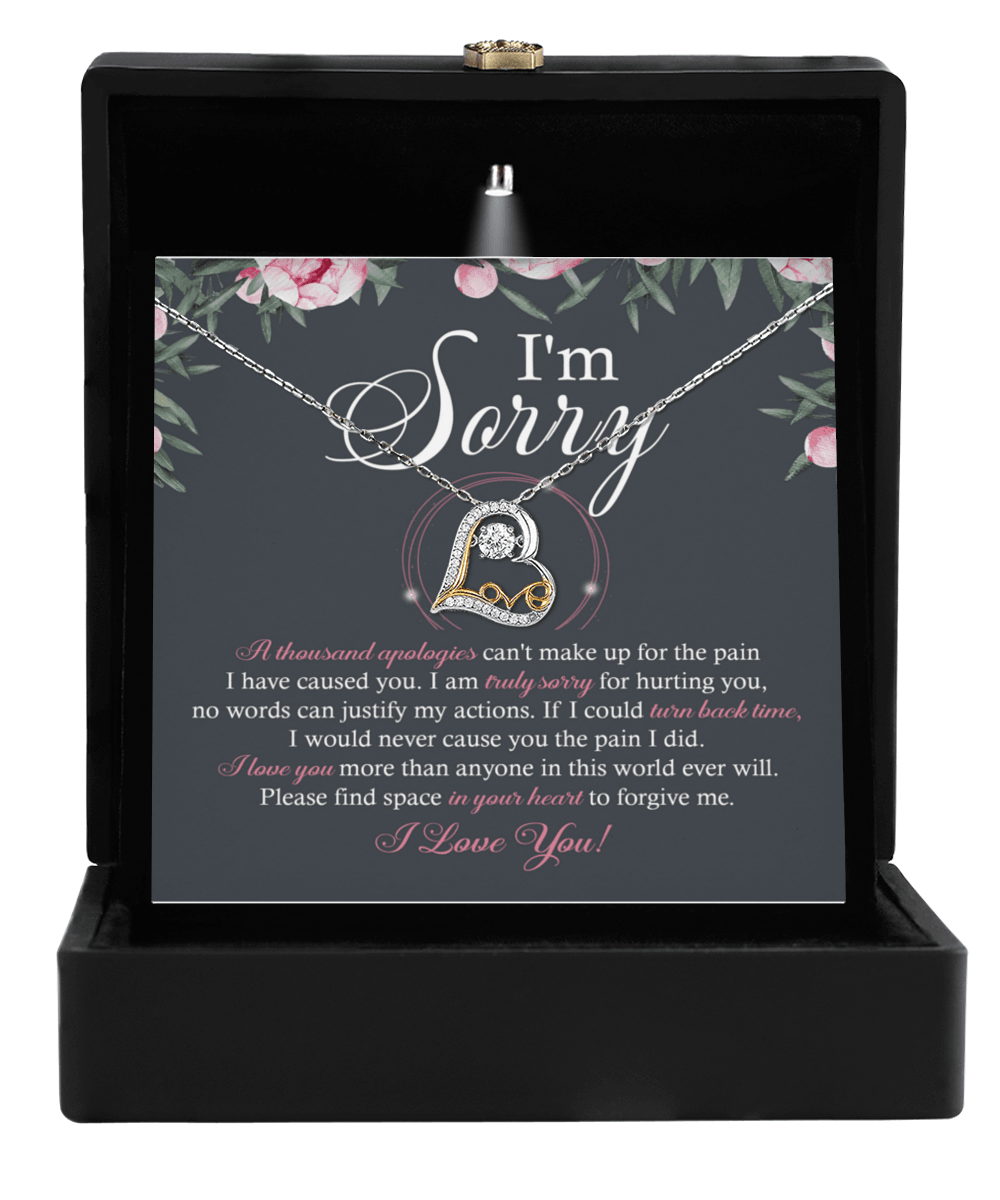 Apology Gift for Girlfriend, Wife, Soulmate - Sorry, World Ever Will - Love Dancing Heart Pendant Necklace - Mallard Moon Gift Shop