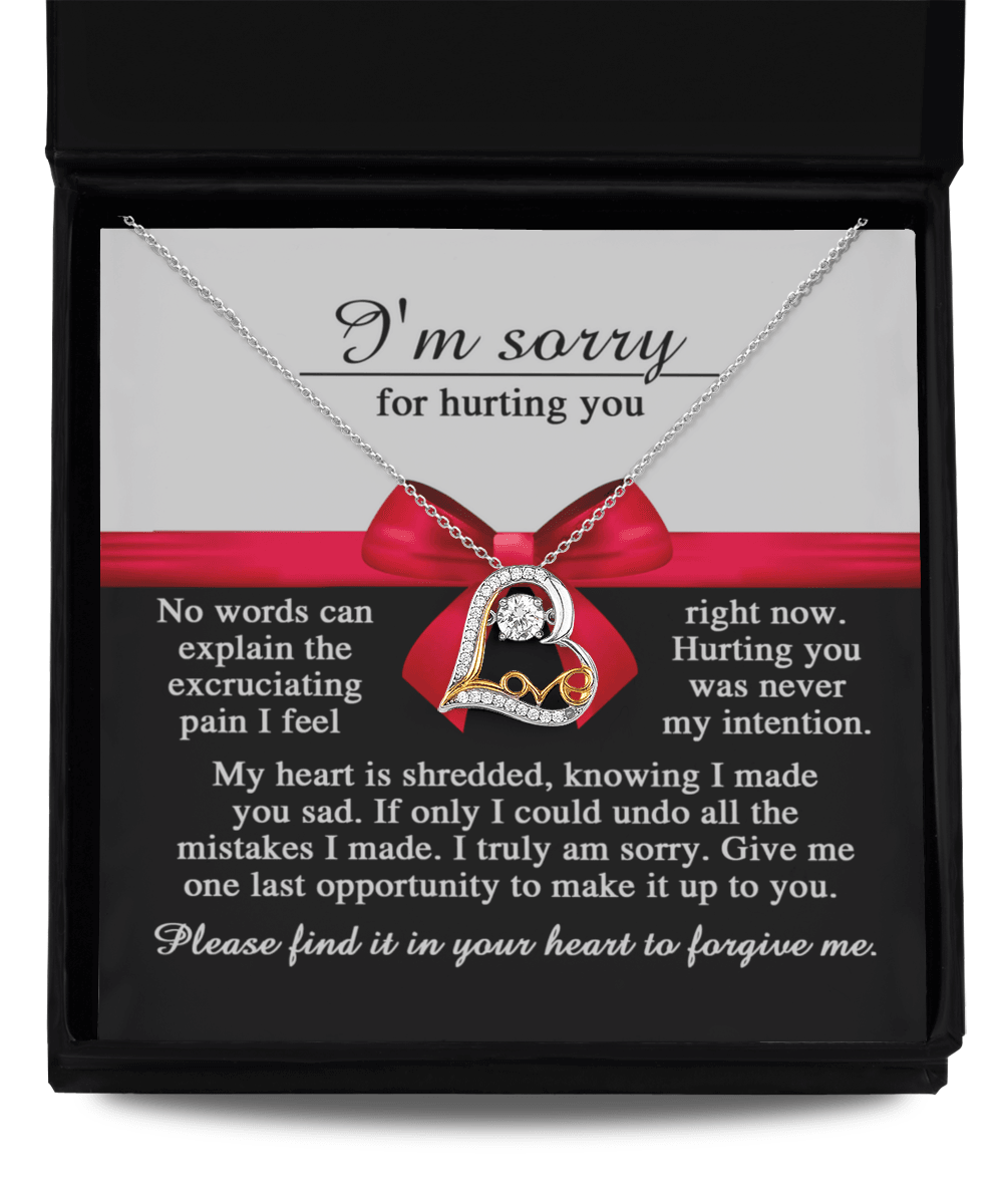 Apology Gift for Girlfriend, Wife, Soulmate - Sorry, Made You Sad - Love Dancing Heart Pendant Necklace - Mallard Moon Gift Shop