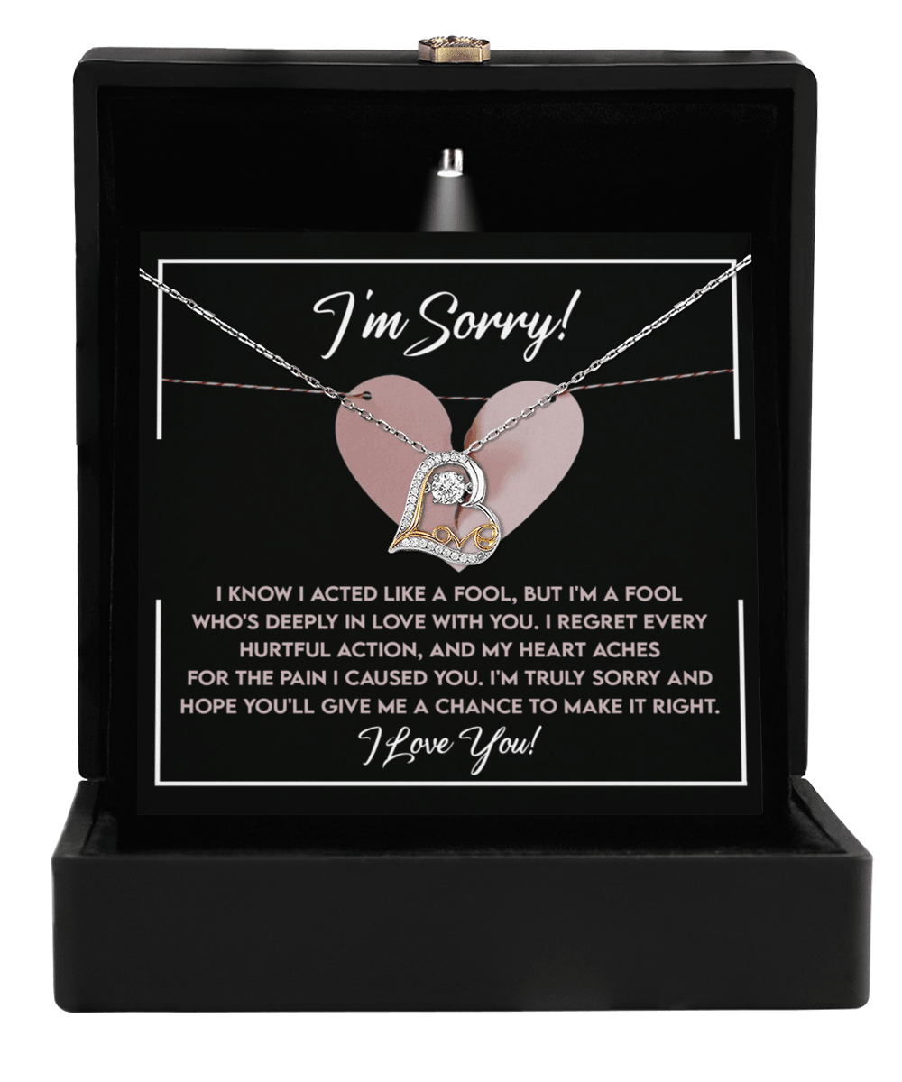 Apology Gift for Girlfriend, Wife, Soulmate - Sorry, Deeply In Love - Love Dancing Heart Pendant Necklace - Mallard Moon Gift Shop