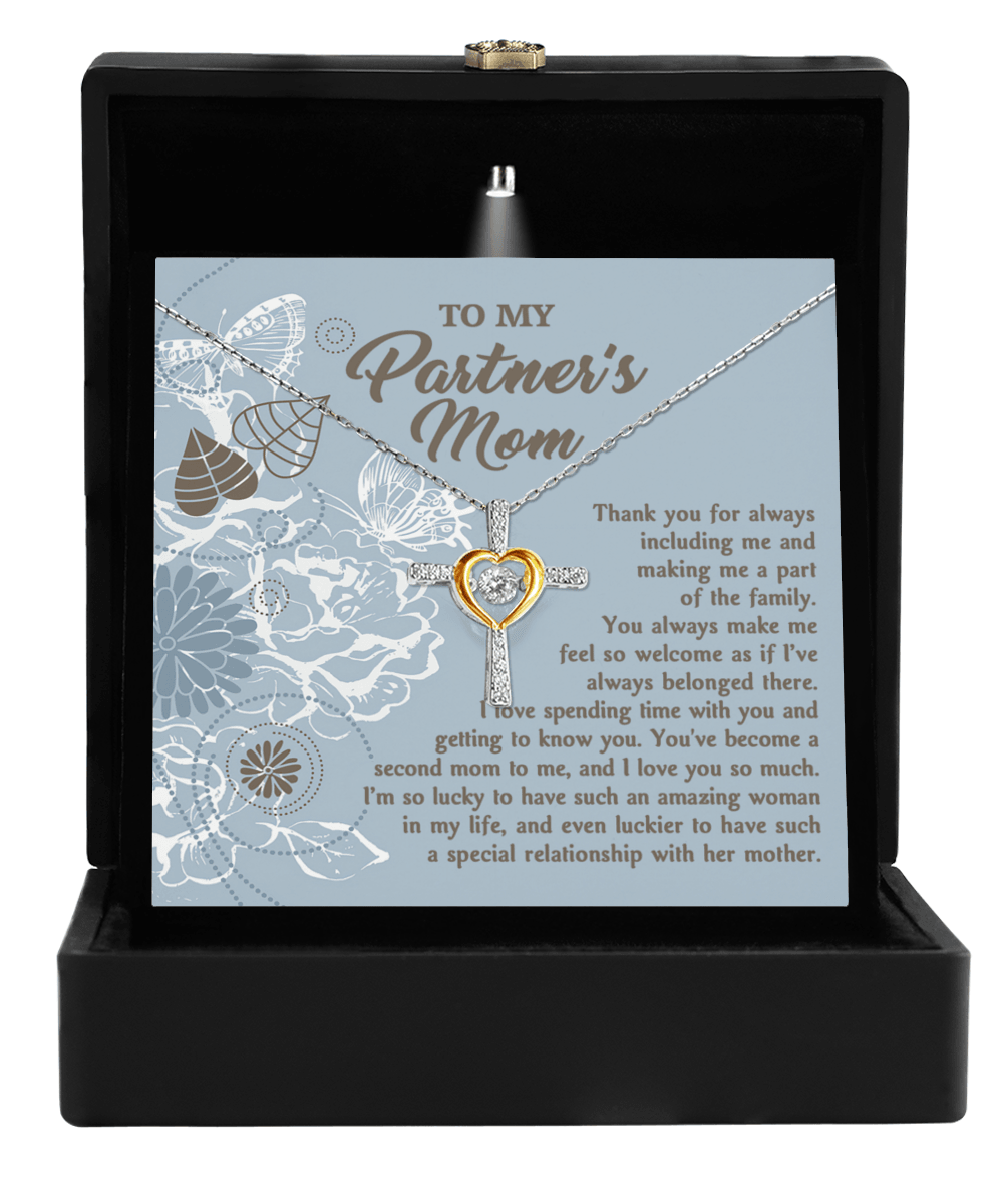 To My Partner's Mom You Make Me Feel Welcomed Cross Pendant Necklace - Mallard Moon Gift Shop