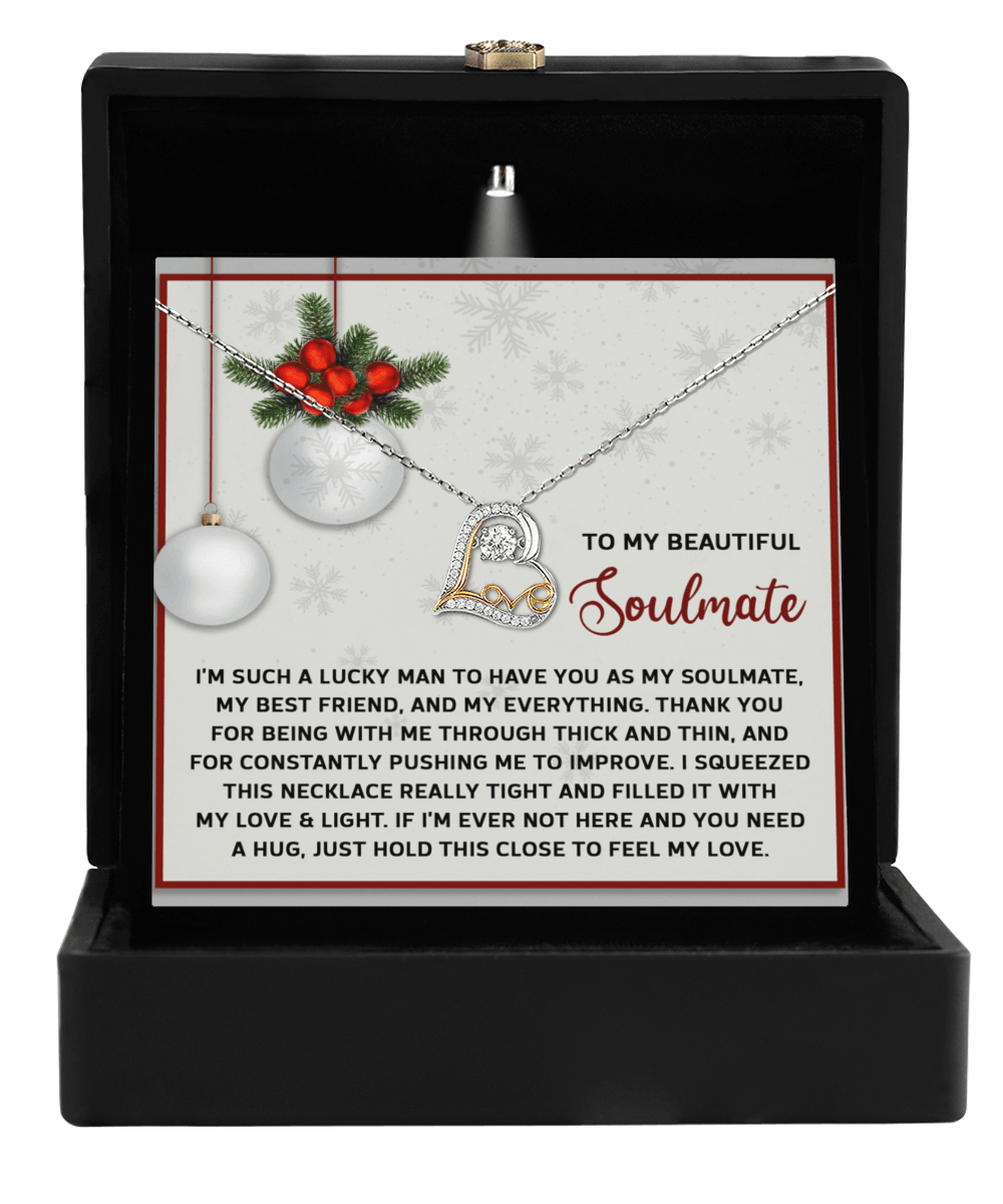 To My Beautiful Soulmate, My Best Friend, My Everything Romantic Christmas Anniversary Heart Pendant Necklace for Wife Girlfriend Jewelry - Mallard Moon Gift Shop