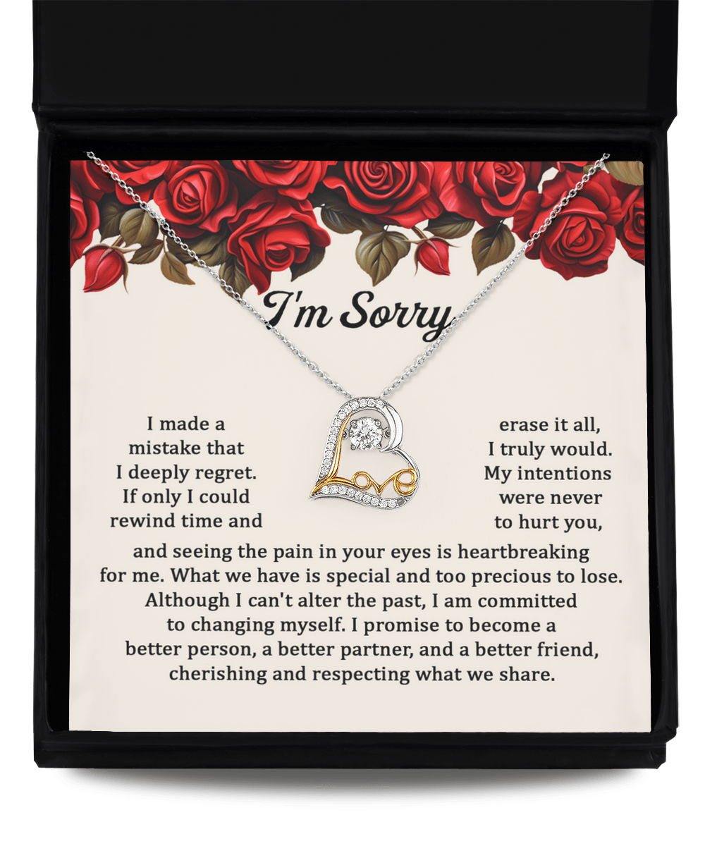 Apology Gift for Girlfriend, Wife - Sorry, Precious To Lose - Love Heart Pendant Necklace - Mallard Moon Gift Shop