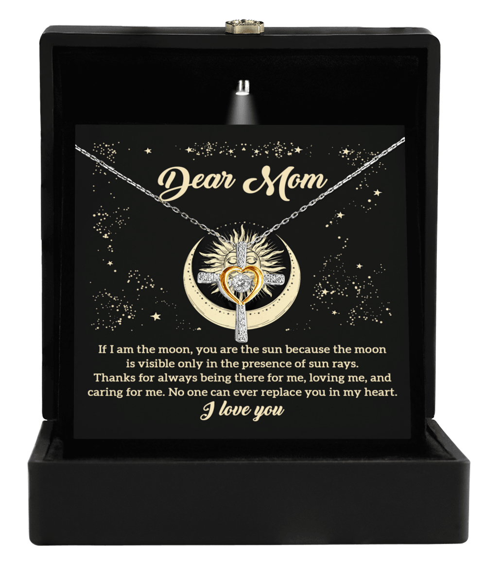 To My Mom If I am the Moon, You are the Sun Cross Pendant Necklace - Mallard Moon Gift Shop