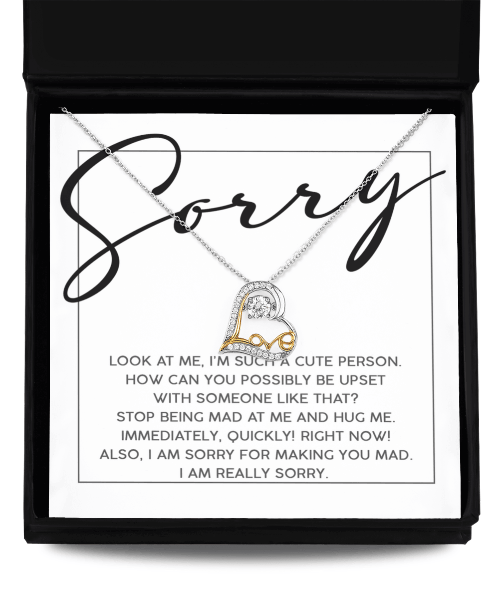 Apology Gift for Girlfriend, Wife, Soulmate - Sorry, Someone Like That - Love Dancing Heart Pendant Necklace - Mallard Moon Gift Shop