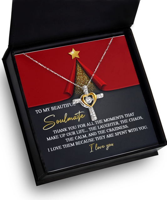 Soulmate, Wife, Girlfriend Romantic Gift - The Moments - Dancing Cross Pendant Necklace - Mallard Moon Gift Shop