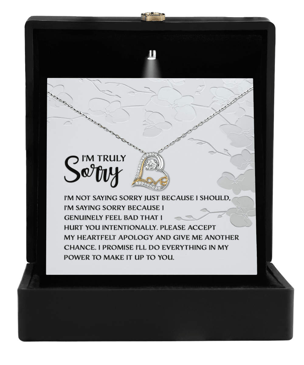 Apology Gift for Girlfriend, Wife, Soulmate - Sorry, Feel Bad - Love Dancing Heart Pendant Necklace - Mallard Moon Gift Shop