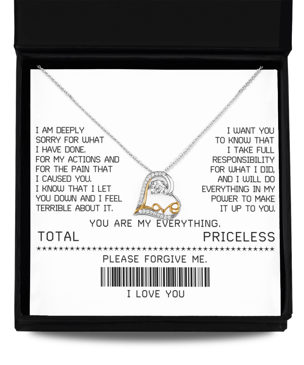 Apology Gift for Girlfriend, Wife, Soulmate - Sorry, Make It Up - Love Heart Pendant Necklace - Mallard Moon Gift Shop