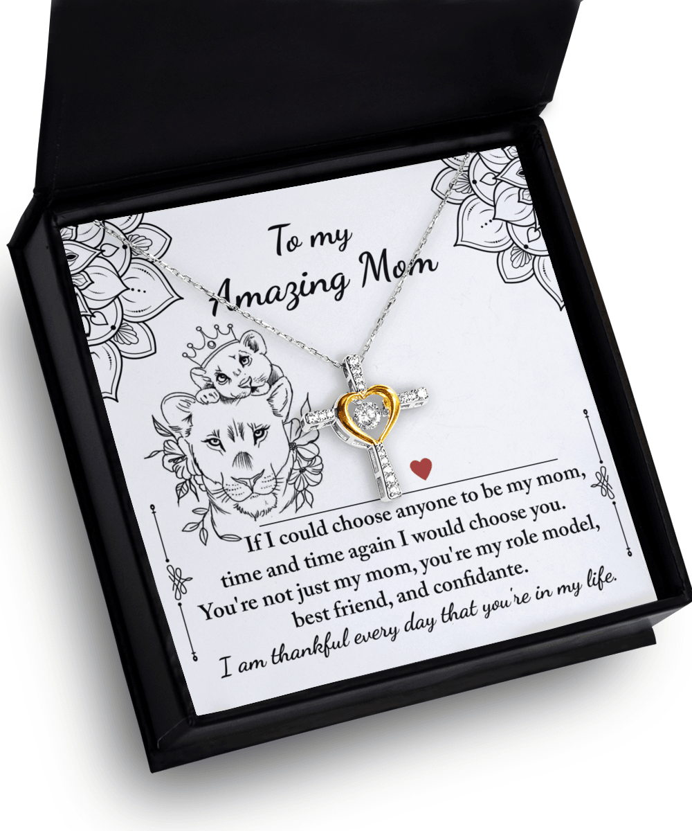 To My Amazing Mom You are my Best Friend, Role Model, and Confidante Cross Pendant Necklace - Mallard Moon Gift Shop