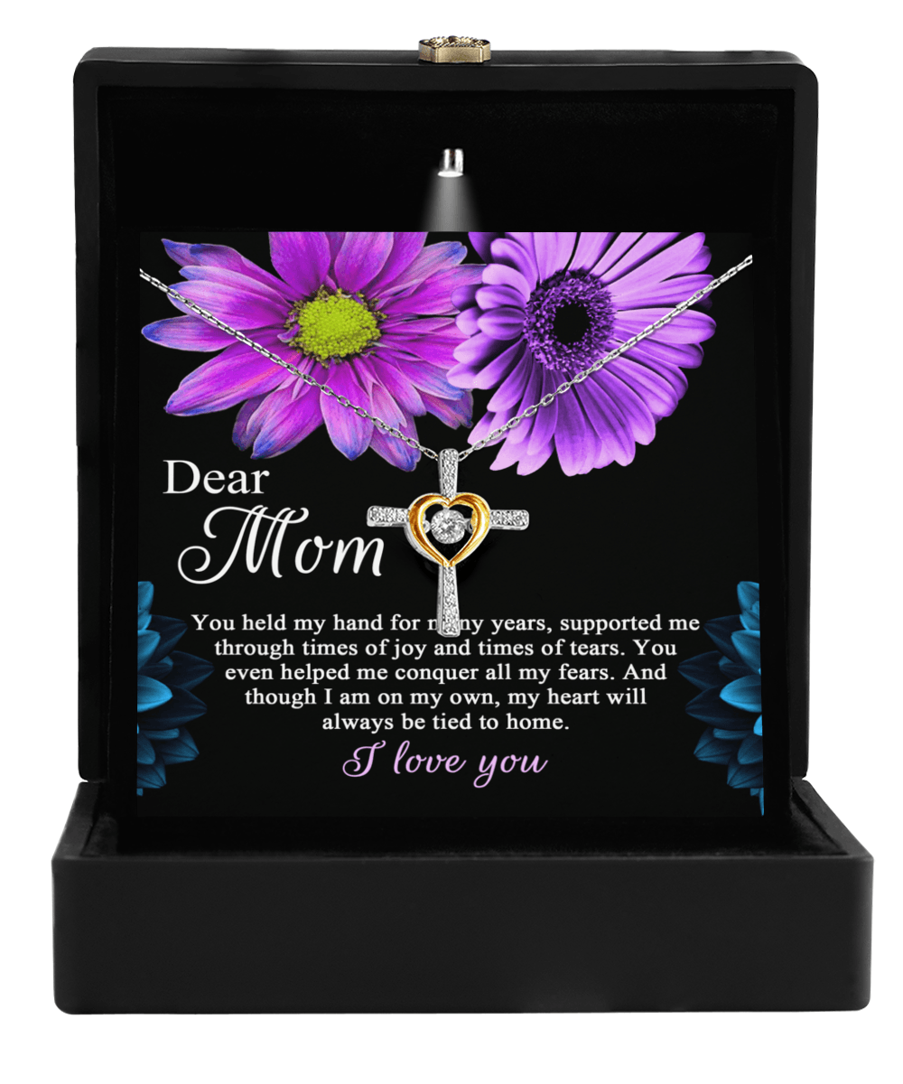 Dear Mom You Held My Hand Through the Years Cross Pendant Necklace - Mallard Moon Gift Shop