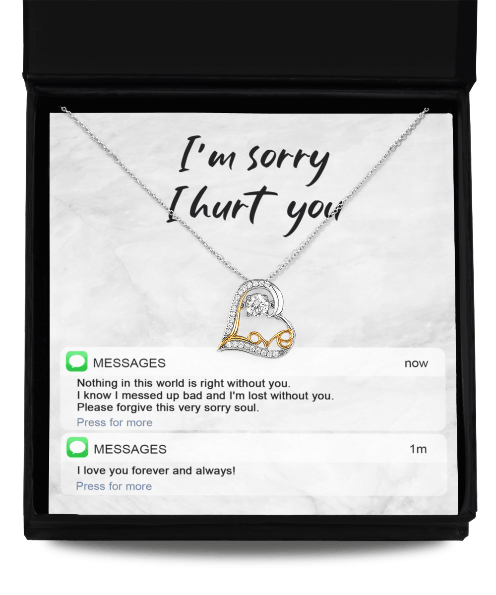 Apology Gift for Girlfriend, Wife, Soulmate - Sorry, Lost Without You - Love Heart Pendant Necklace - Mallard Moon Gift Shop