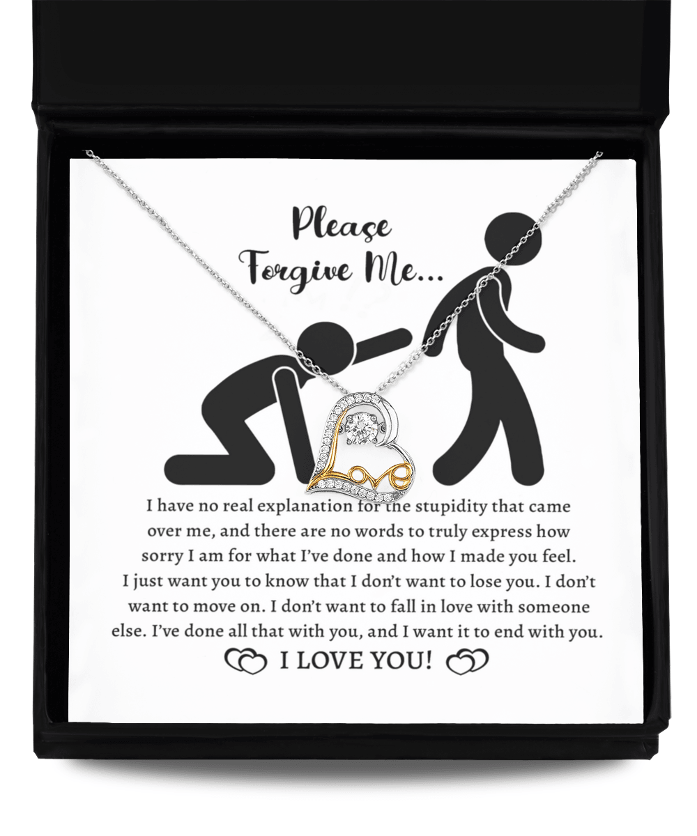 Apology Gift for Girlfriend, Wife, Soulmate - Sorry, Made You Feel - Love Dancing Heart Pendant Necklace - Mallard Moon Gift Shop