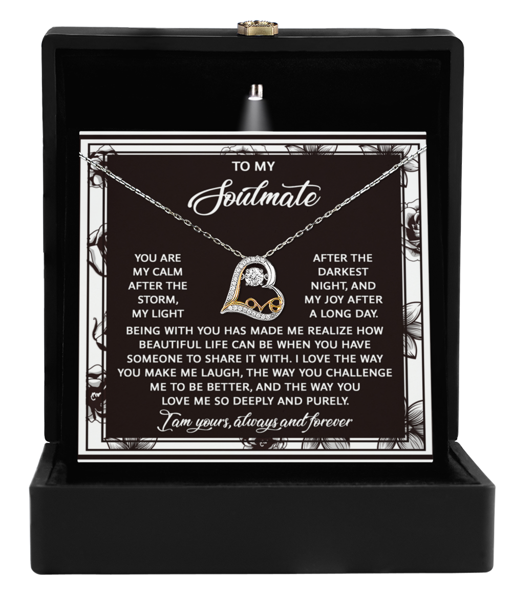 To My Soulmate - Love Dancing Heart Necklace – A Romantic Valentine’s Day Gift with a Heartfelt Message - Mallard Moon Gift Shop