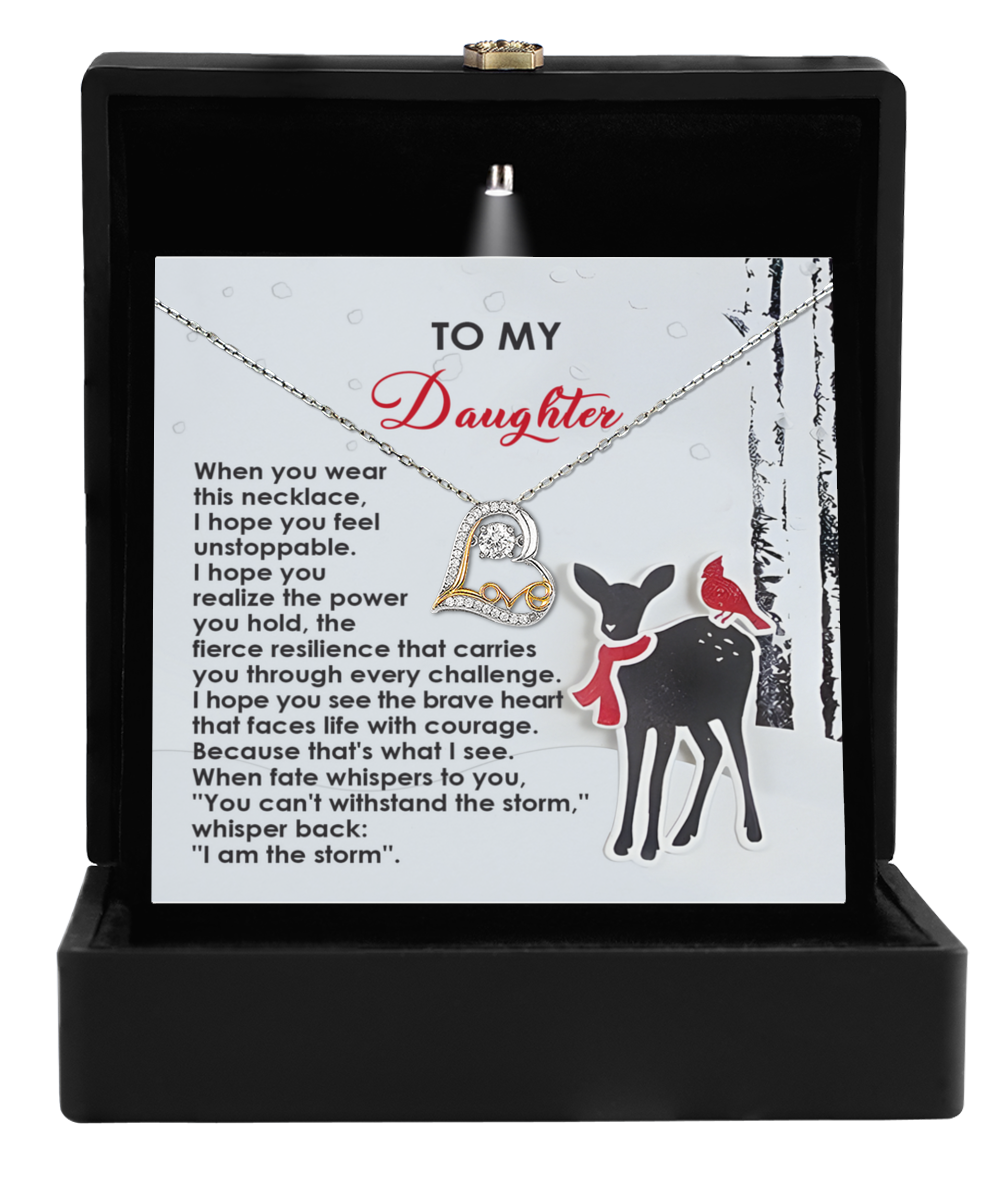 Gift for Daughter - Every Challenge - Love Dancing Heart Pendant Necklace - Mallard Moon Gift Shop