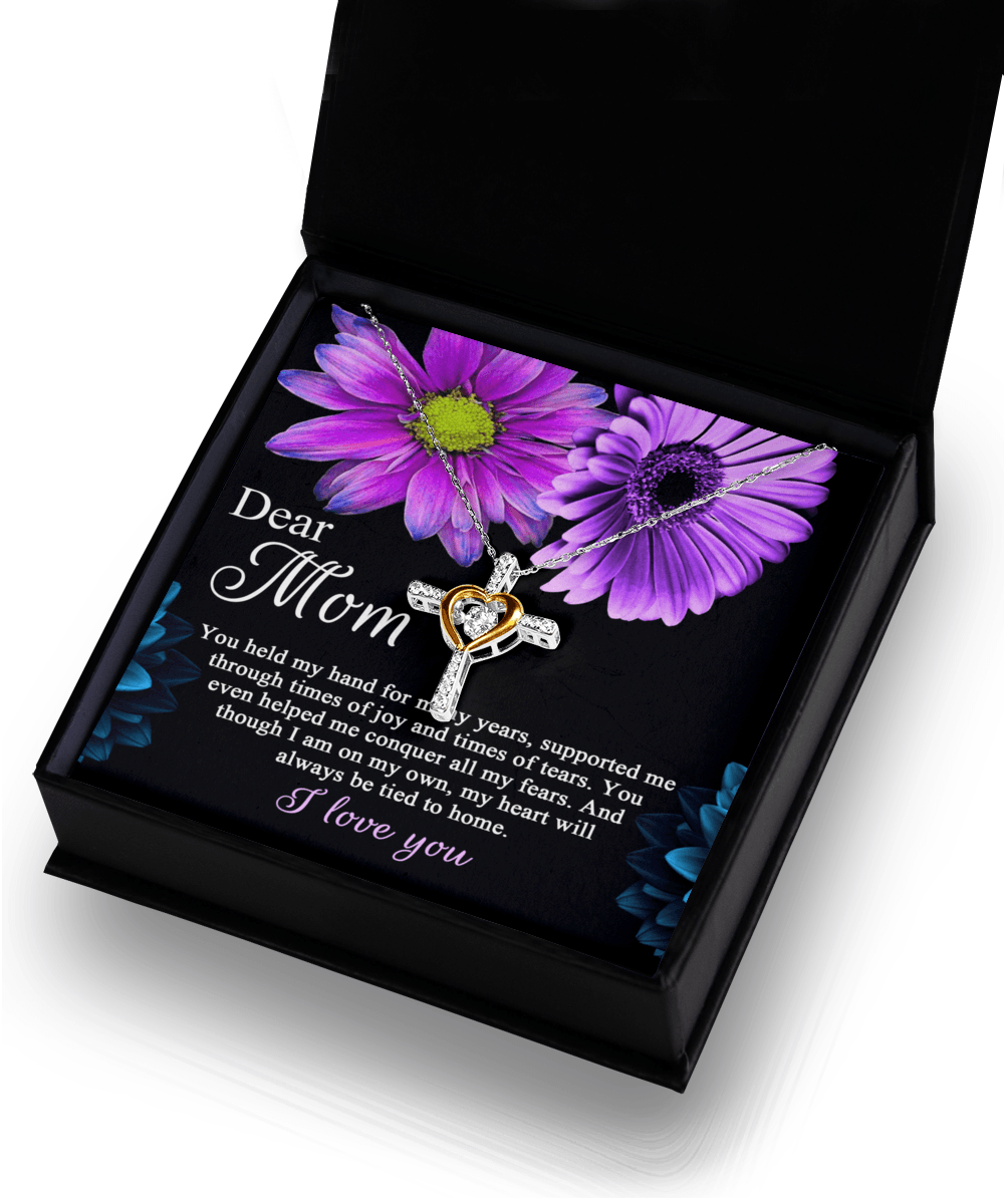 Dear Mom You Held My Hand Through the Years Cross Pendant Necklace - Mallard Moon Gift Shop