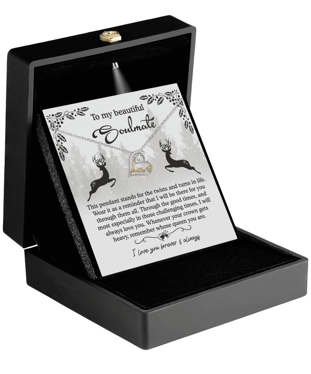 To My Beautiful Soulmate I Will Be There For You Christmas Anniversary Heart Pendant Necklace for Wife Girlfriend Jewelry - Mallard Moon Gift Shop
