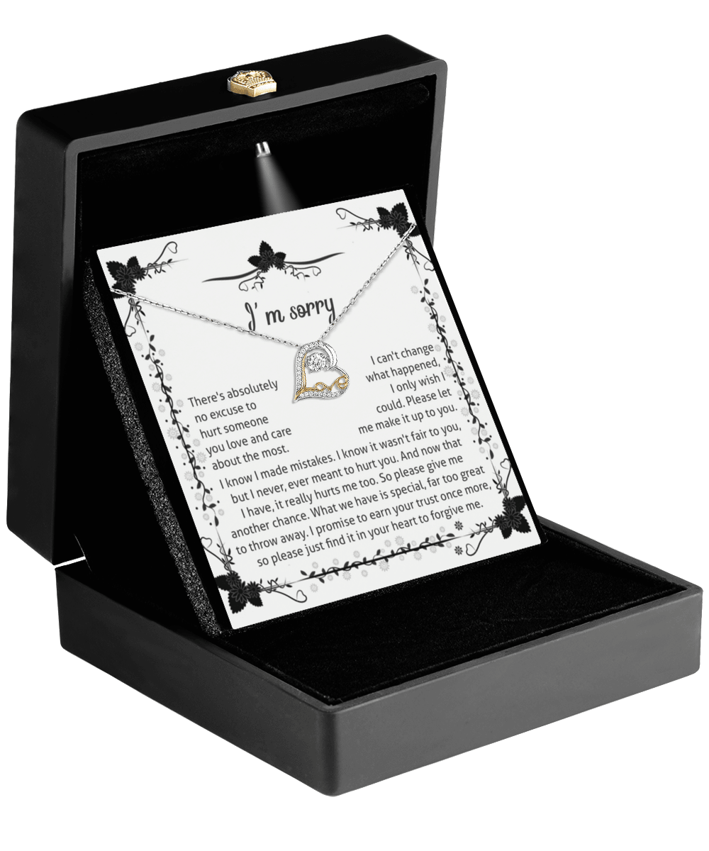 Apology Gift - I'm Sorry, No Excuse, Another Chance - Love Dancing Heart Pendant Necklace - Mallard Moon Gift Shop