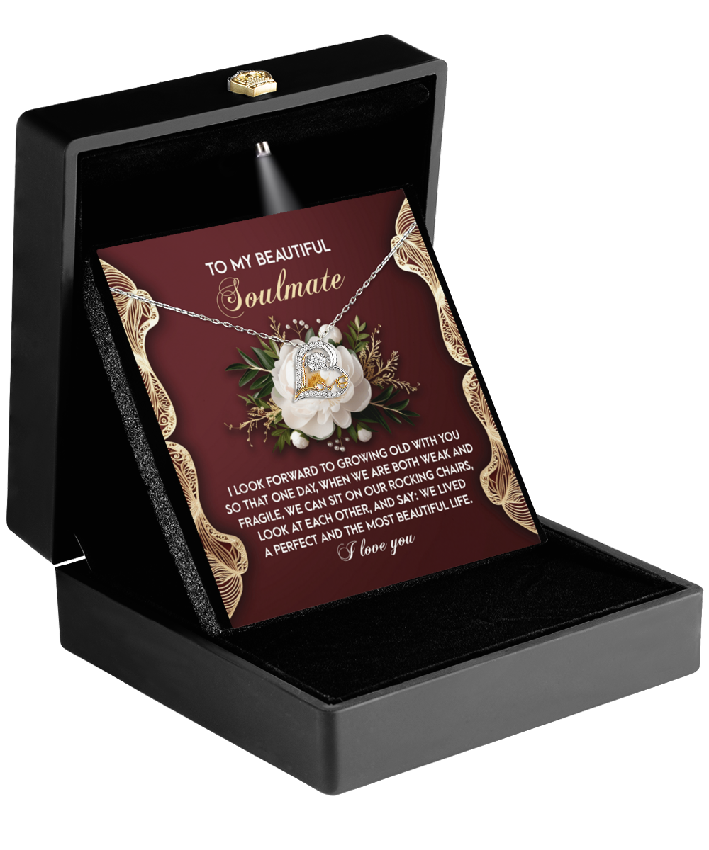 To My Beautiful Soulmate - Love Dancing Heart Necklace – A Romantic Gift Celebrating a Lifetime of Love - Mallard Moon Gift Shop