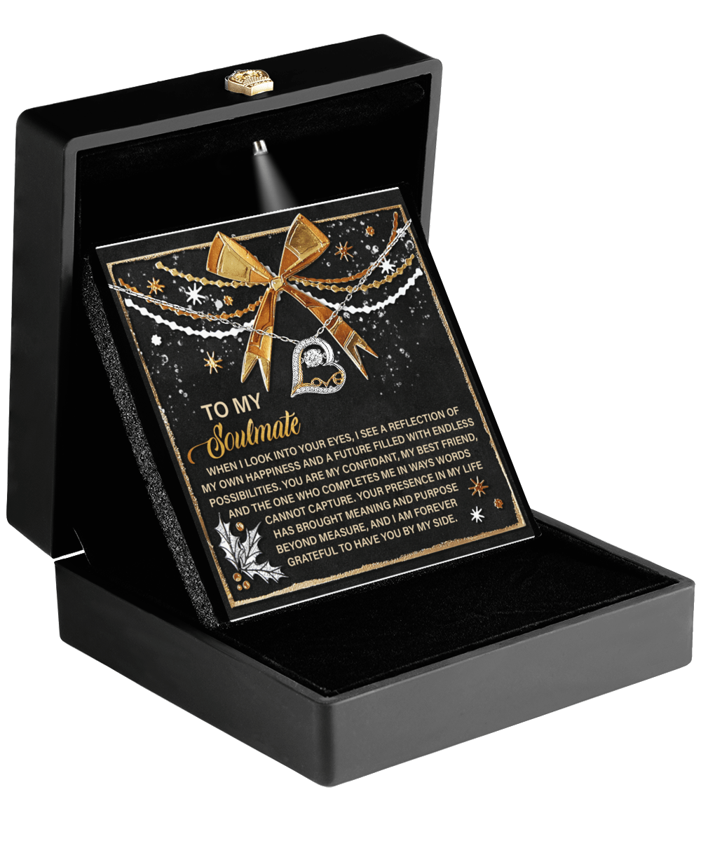 To My Soulmate Forever Grateful By My Side Christmas Anniversary Heart Pendant Necklace for Wife Girlfriend Jewelry - Mallard Moon Gift Shop