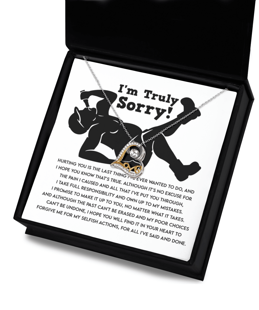 Apology Gift for Girlfriend, Wife, Soulmate - Sorry, Selfish Actions - Love Dancing Heart Pendant Necklace - Mallard Moon Gift Shop