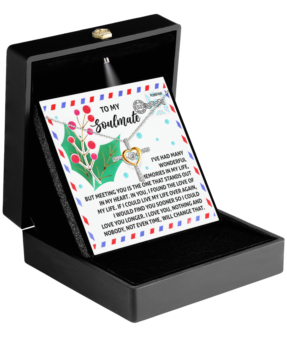 Soulmate, Wife, Girlfriend Romantic Gift - Love You Longer - Dancing Cross Pendant Necklace - Mallard Moon Gift Shop