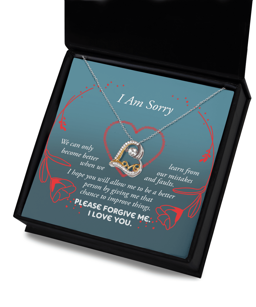 Apology Gift for Girlfriend, Wife, Soulmate - Sorry, Mistakes And Faults - Love Dancing Heart Pendant Necklace - Mallard Moon Gift Shop
