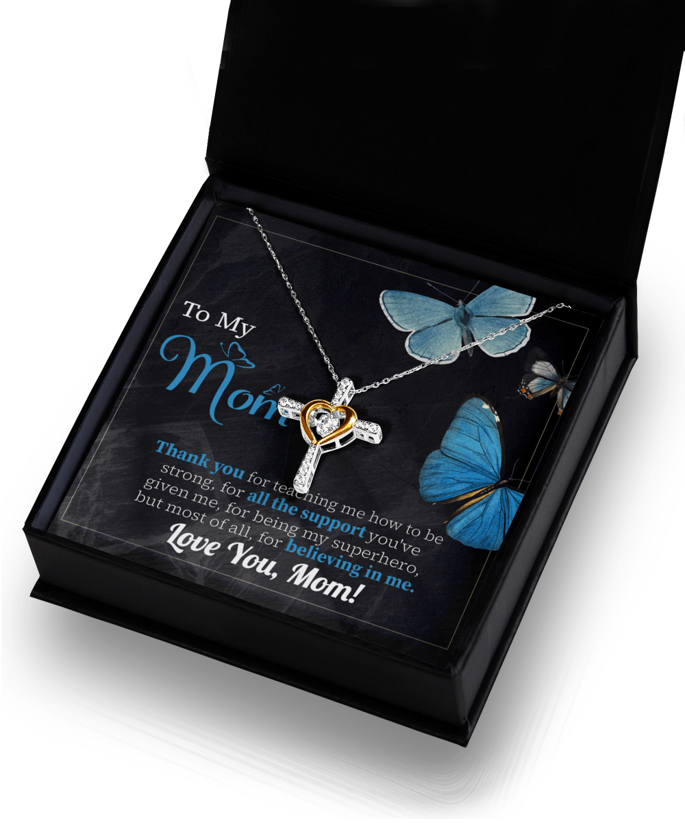 To My Mom Thank you for Believing In Me Cross Pendant Necklace Gift for Mother's Day Birthday - Mallard Moon Gift Shop