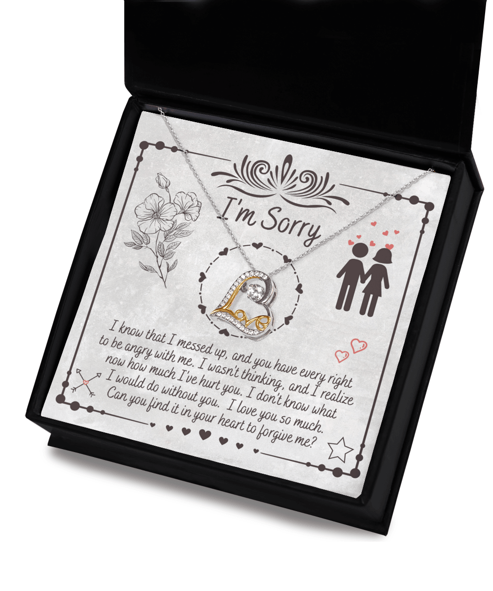 Apology Gift for Girlfriend, Wife, Soulmate - Sorry, I Would Do - Love Dancing Heart Pendant Necklace - Mallard Moon Gift Shop