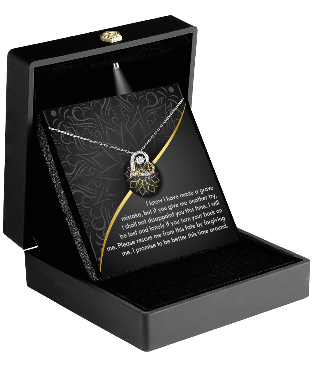 Apology Gift for Girlfriend, Wife, Soulmate - Sorry, Turn Your Back-Love Dancing Heart Pendant Necklace - Mallard Moon Gift Shop