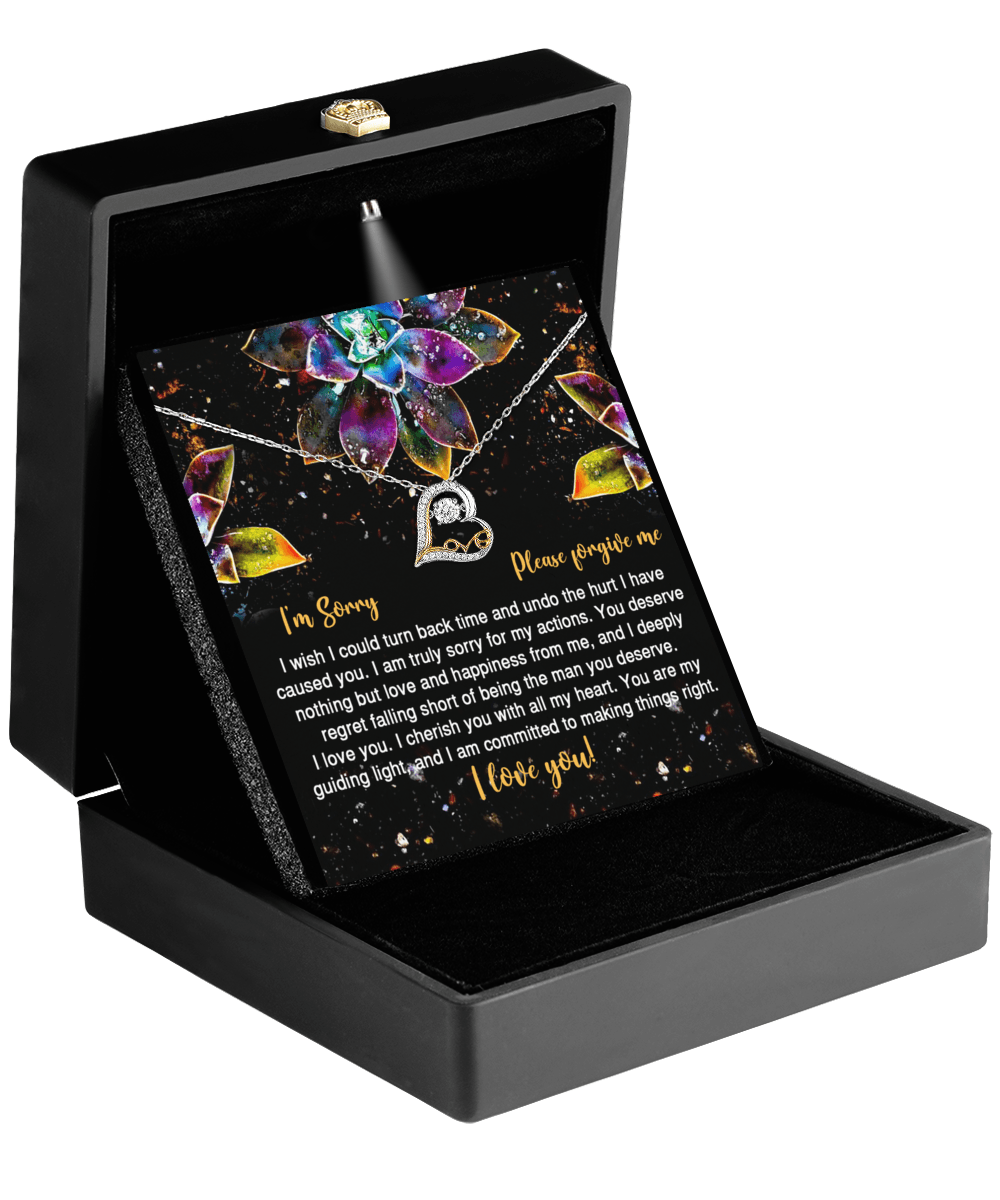 Apology Gift for Girlfriend, Wife, Soulmate - Sorry, All My Heart - Love Dancing Heart Pendant Necklace - Mallard Moon Gift Shop