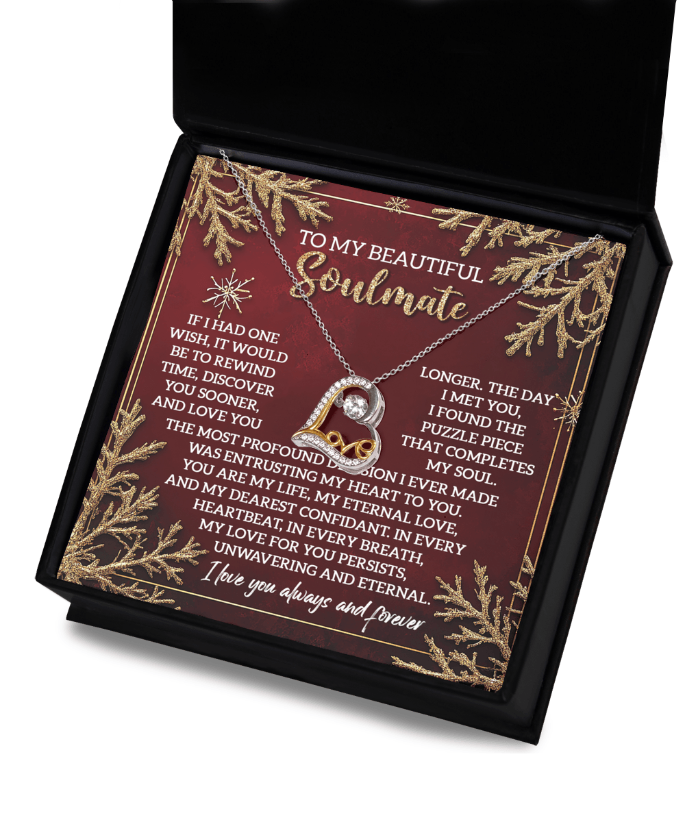 To My Beautiful Soulmate - Rewind Time Love You Longer Christmas Anniversary Heart Pendant Necklace for Wife Girlfriend Jewelry - Mallard Moon Gift Shop
