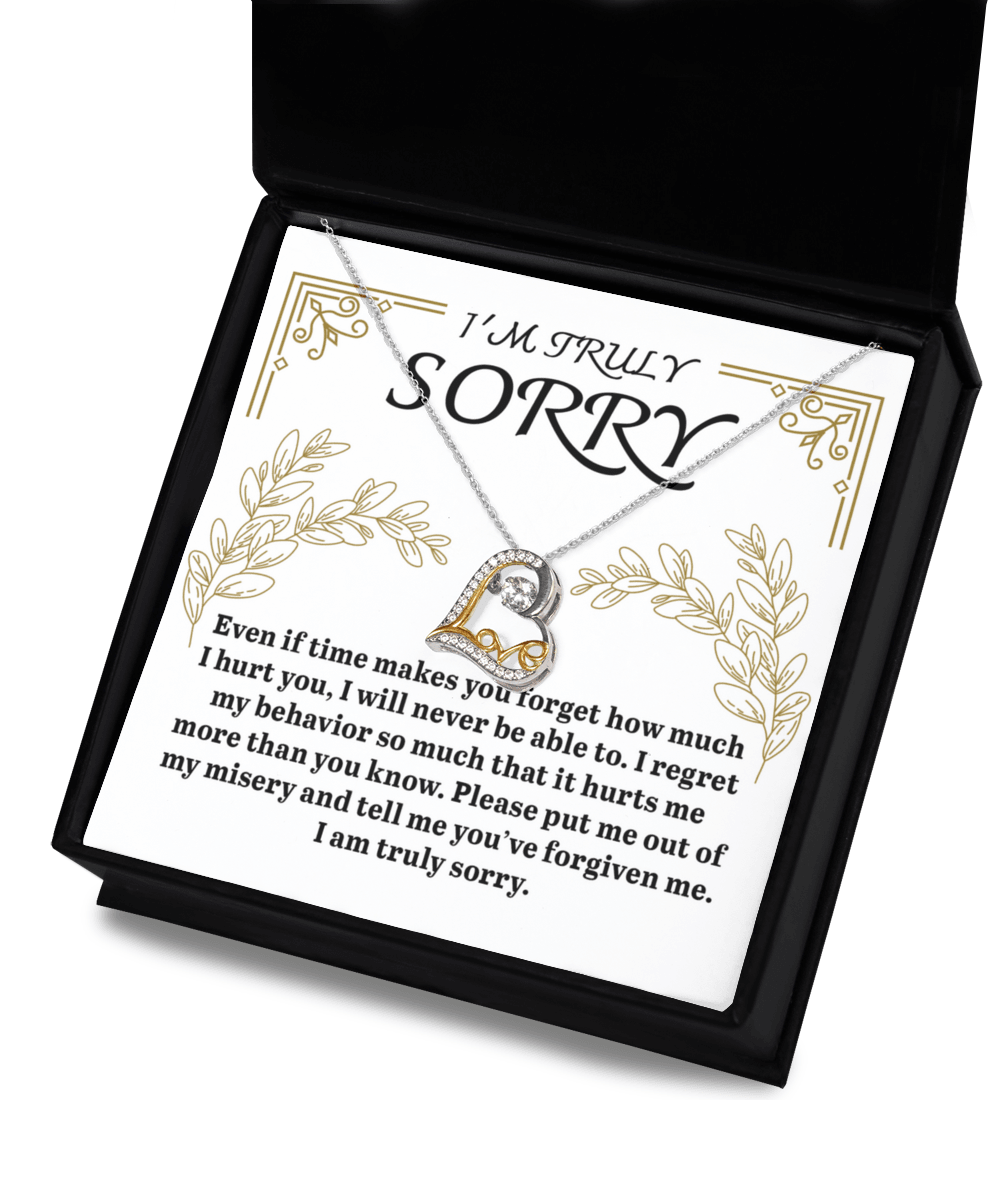 Apology Gift for Girlfriend, Wife, Soulmate - Sorry, It Hurts Me - Love Dancing Heart Pendant Necklace - Mallard Moon Gift Shop