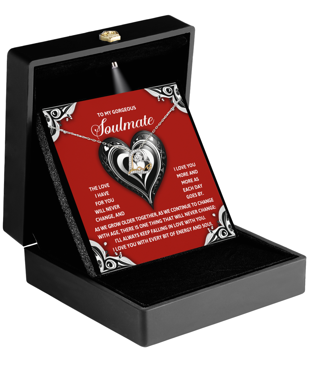 To My Gorgeous Soulmate - Love Dancing Heart Necklace – A Romantic Gift to Celebrate Everlasting Love - Mallard Moon Gift Shop