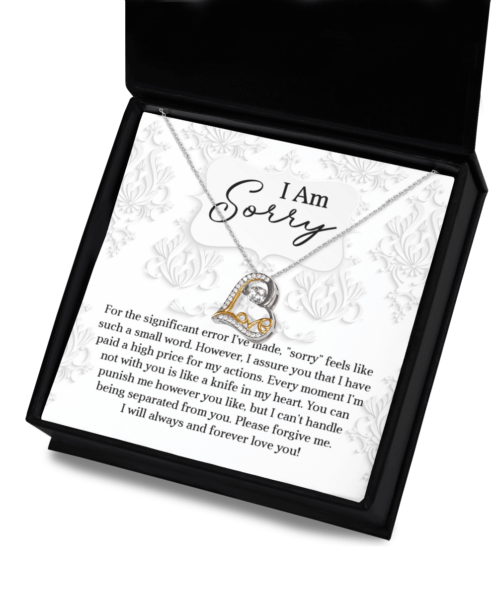 Apology Gift for Girlfriend, Wife, Soulmate - Sorry, Forever Love You - Love Dancing Heart Pendant Necklace - Mallard Moon Gift Shop