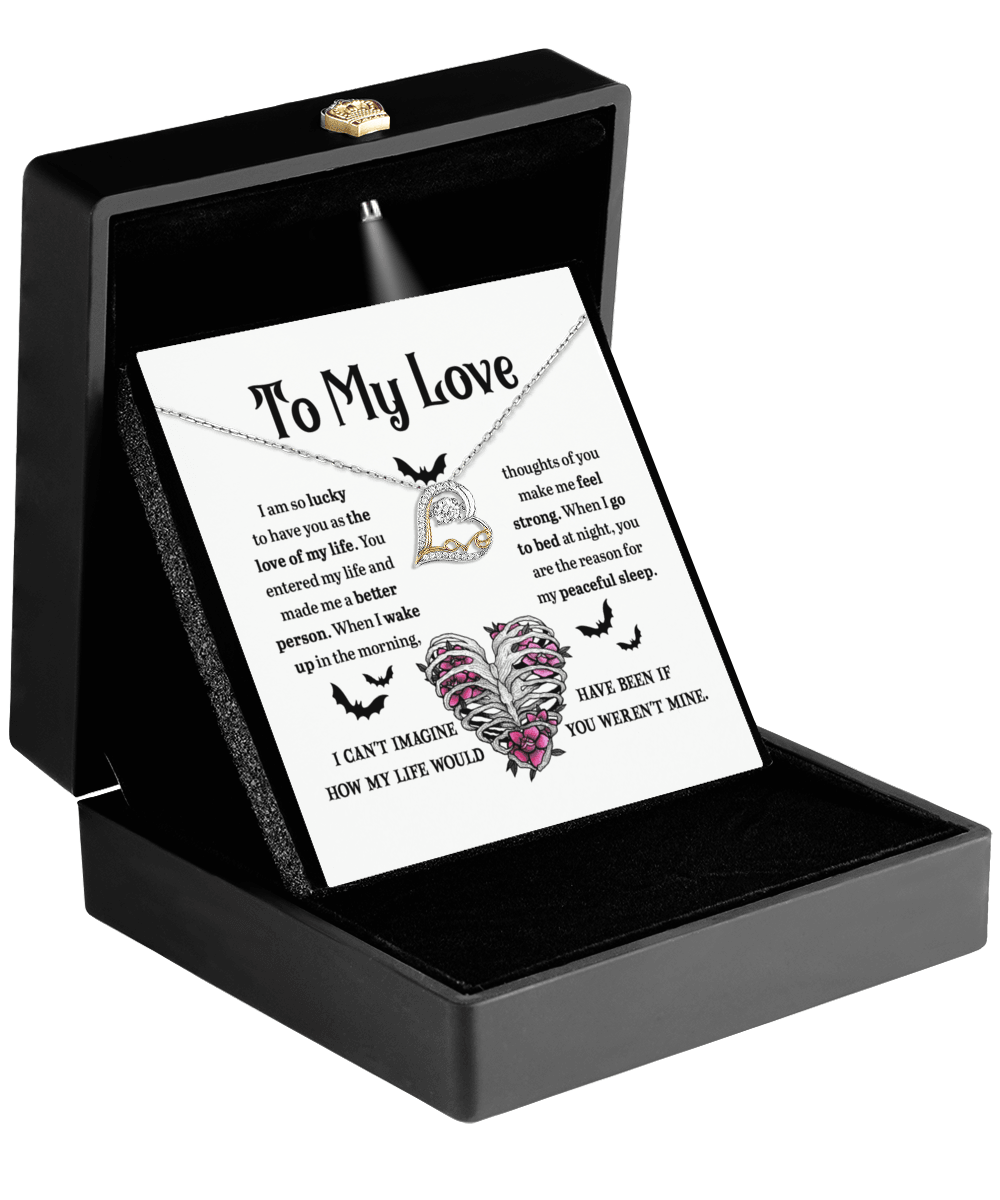Soulmate, Wife, Girlfriend - Love of My Life Halloween Inspired Love Dancing Heart Necklace - Mallard Moon Gift Shop