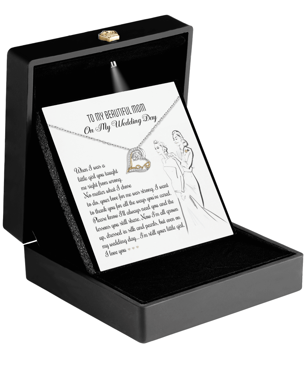 Gift for Mom Wedding Day - Always Your Little Girl Love Heart Pendant Necklace - Mallard Moon Gift Shop