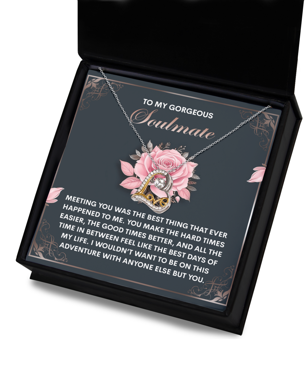 To My Gorgeous Soulmate - Love Dancing Heart Necklace – A Romantic Valentine’s Gift to Celebrate Your Beautiful Journey Together - Mallard Moon Gift Shop