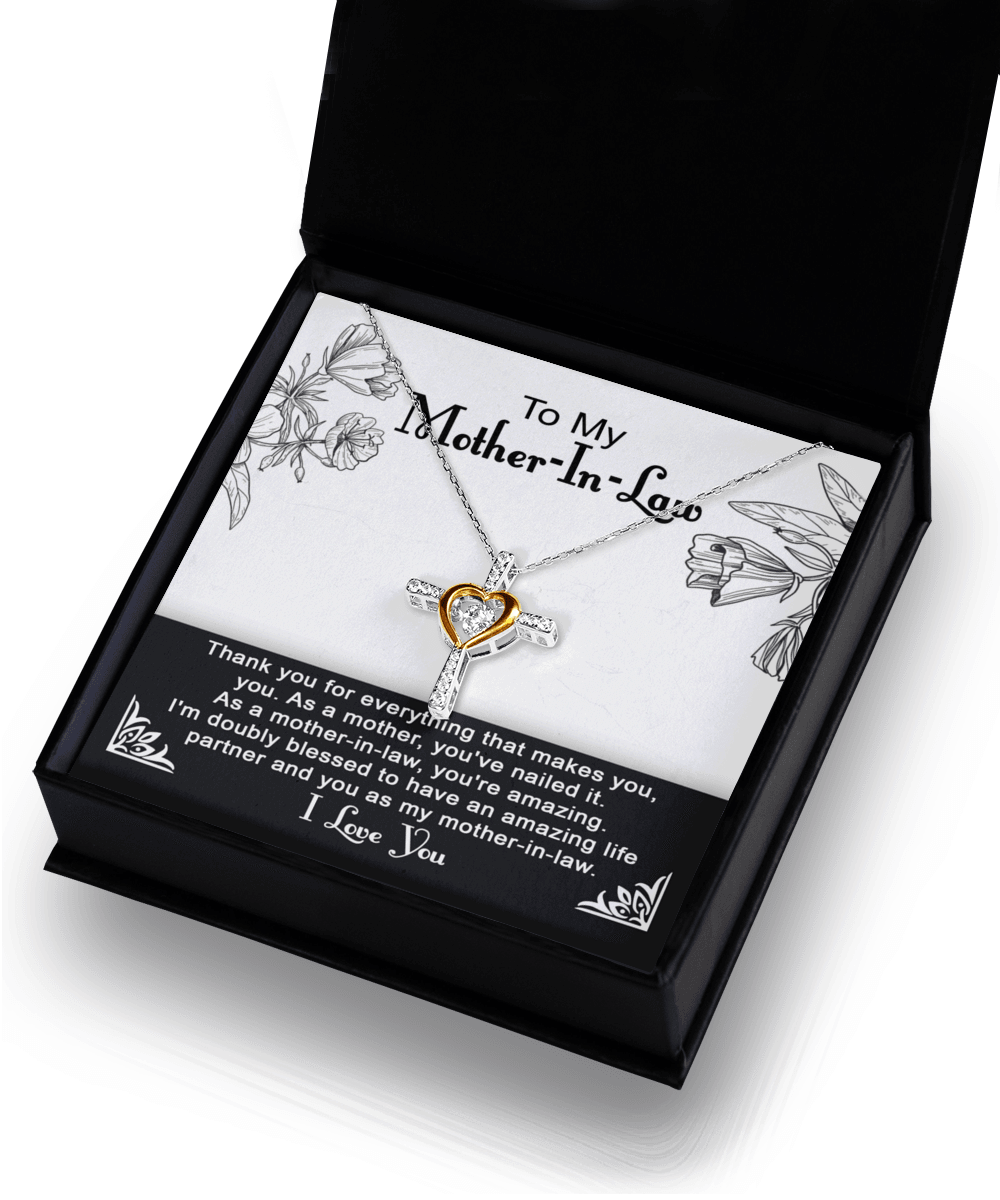 To My Mother-in-Law You Nailed It as a Mother Cross Pendant Necklace - Mallard Moon Gift Shop