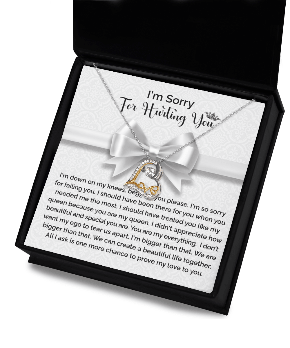 Apology Gift for Girlfriend, Wife, Soulmate - Sorry, My Queen - Love Dancing Heart Pendant Necklace - Mallard Moon Gift Shop