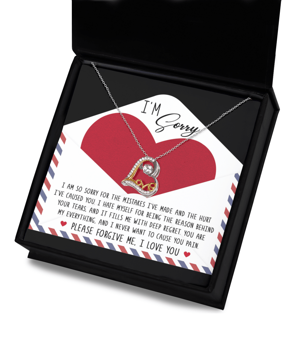 Apology Gift for Girlfriend, Wife, Soulmate - Sorry, Behind Your Tears - Love Dancing Heart Pendant Necklace - Mallard Moon Gift Shop